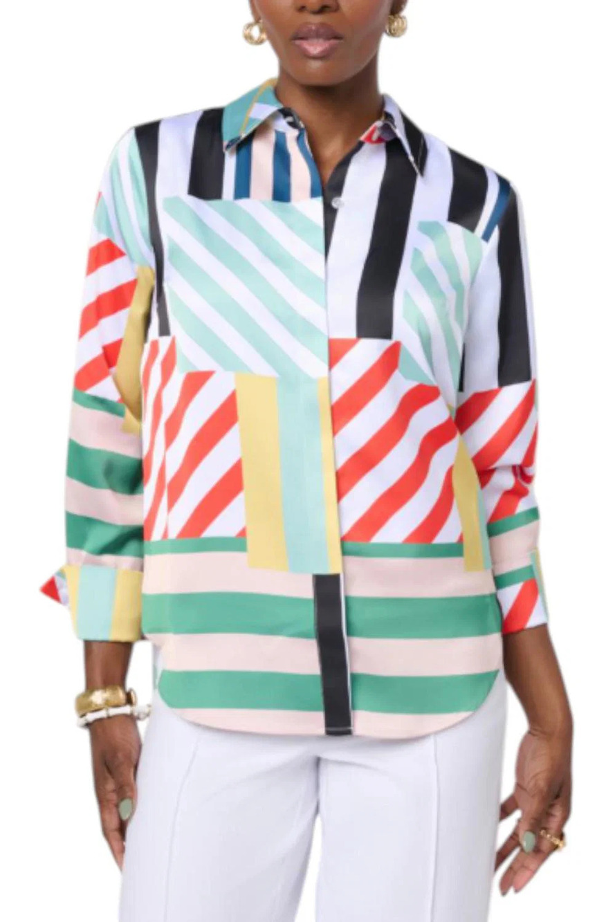 Elle Women's Live Multi-Stripe Long-Sleeve Shirt Multi - Regular